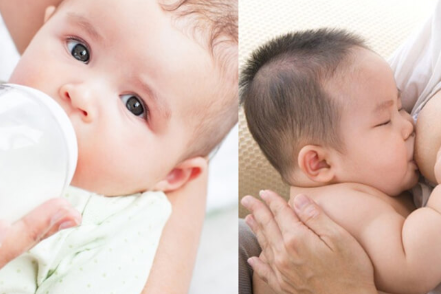 Kết hợp sữa mẹ và sữa công thức sẽ giúp bé được cung cấp đầy đủ chất dinh dưỡng.